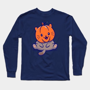 Cute Cat Pumpkin Cartoon Long Sleeve T-Shirt